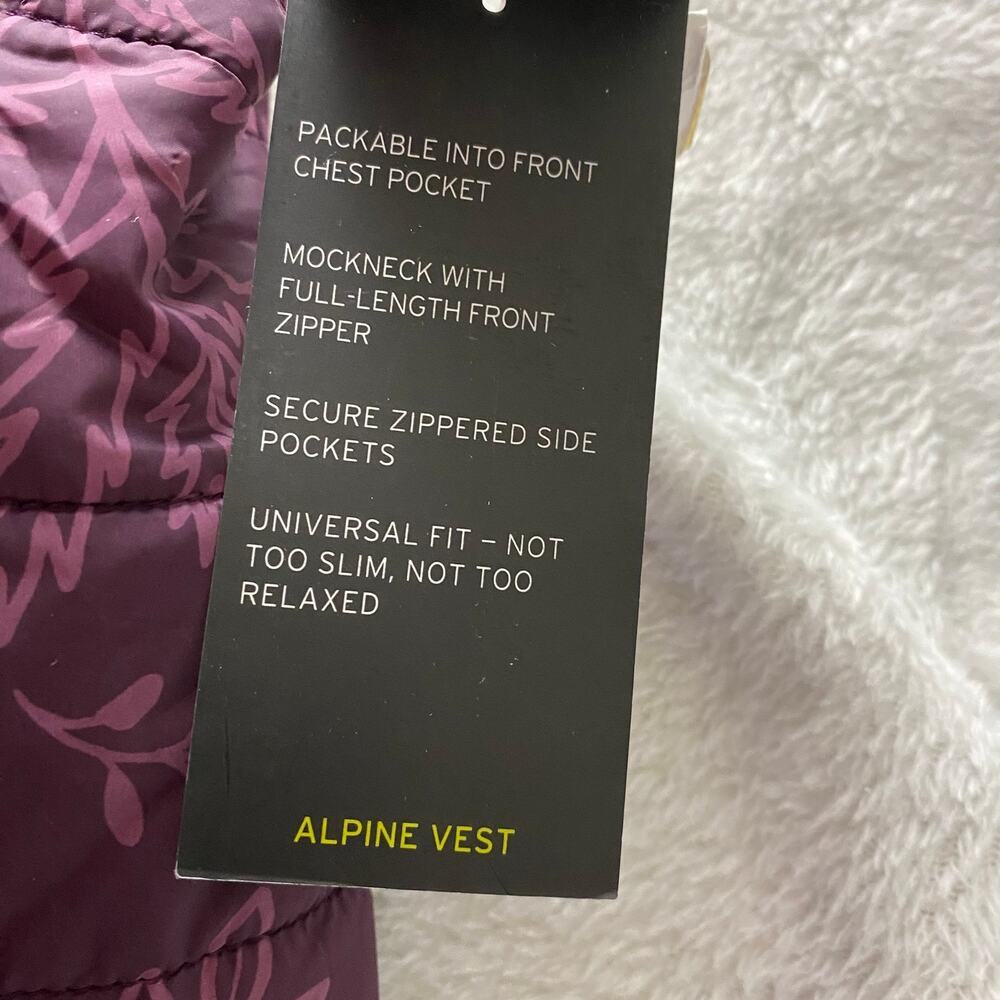 Eddie Bauer Alpine Puffer Vest Women S Wine Leaf Cottagecore Water Repellent NWT - Picture 8 of 14